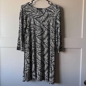 Hourglass Lilly Dress Womens XS/S Leaf Print Long Sleeve Midi Rayon Made in USA